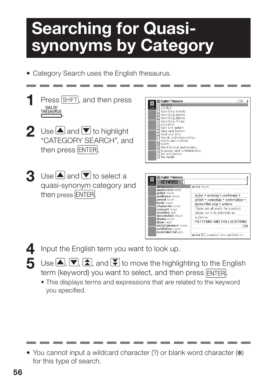 Searching for quasi- synonyms by category | Casio EW-B2000C User Manual | Page 58 / 155