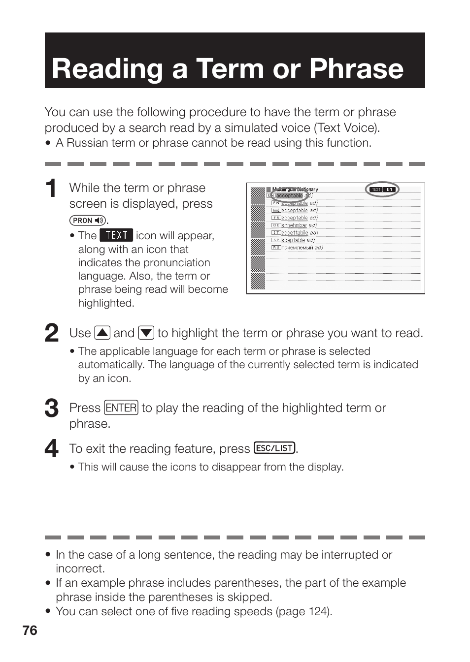 Reading a term or phrase | Casio EW-B2000C User Manual | Page 78 / 155