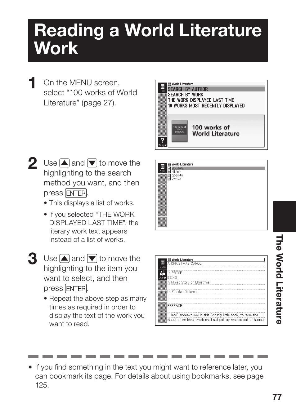 Reading a world literature work | Casio EW-B2000C User Manual | Page 79 / 155