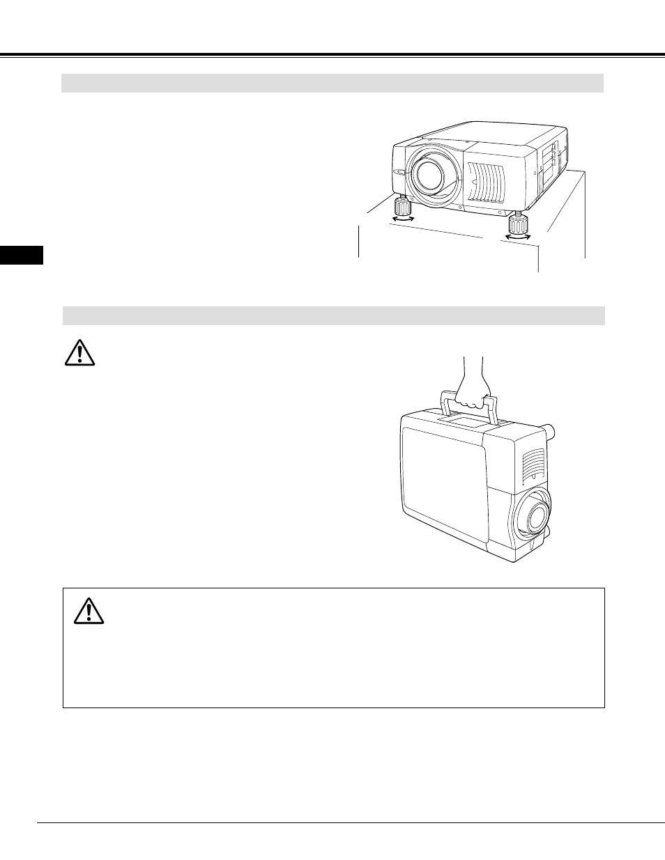 Preparation, Picture level and tilt adjustment moving projector | Dukane 28A8945 User Manual | Page 10 / 51