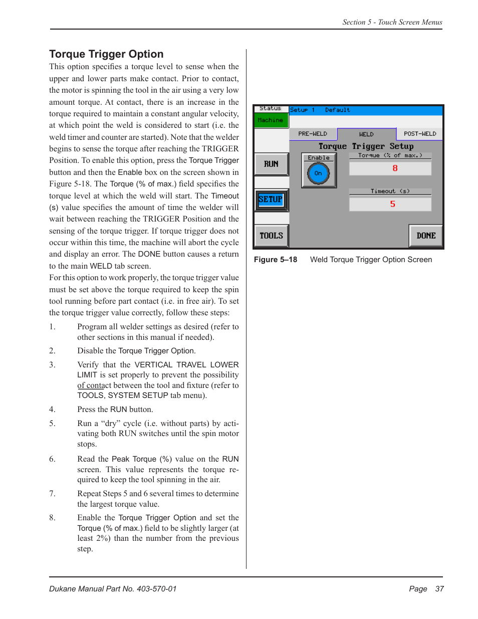 Torque trigger option | Dukane 403-570-01 User Manual | Page 43 / 118