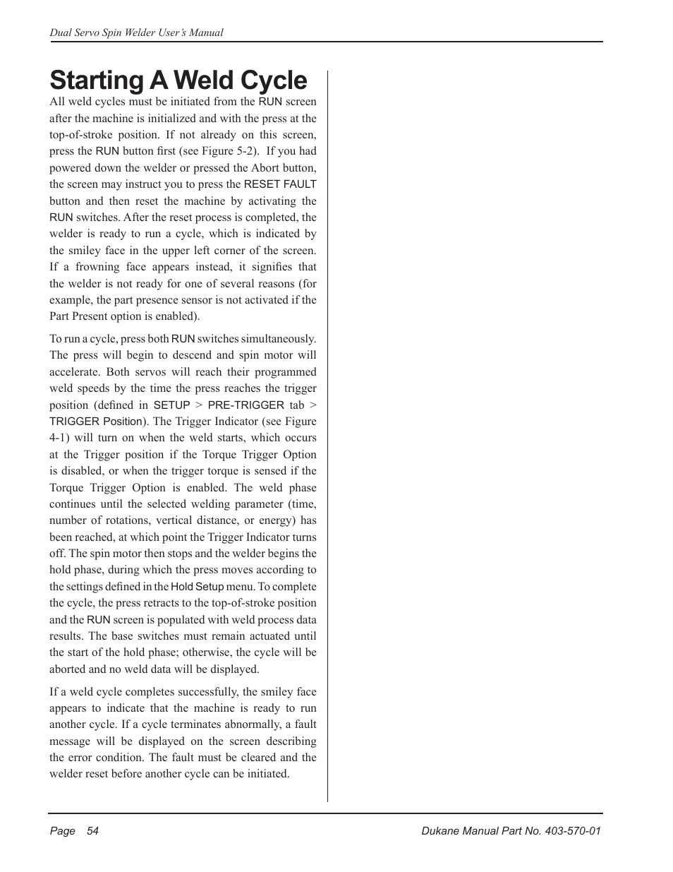 Starting a weld cycle | Dukane 403-570-01 User Manual | Page 60 / 118