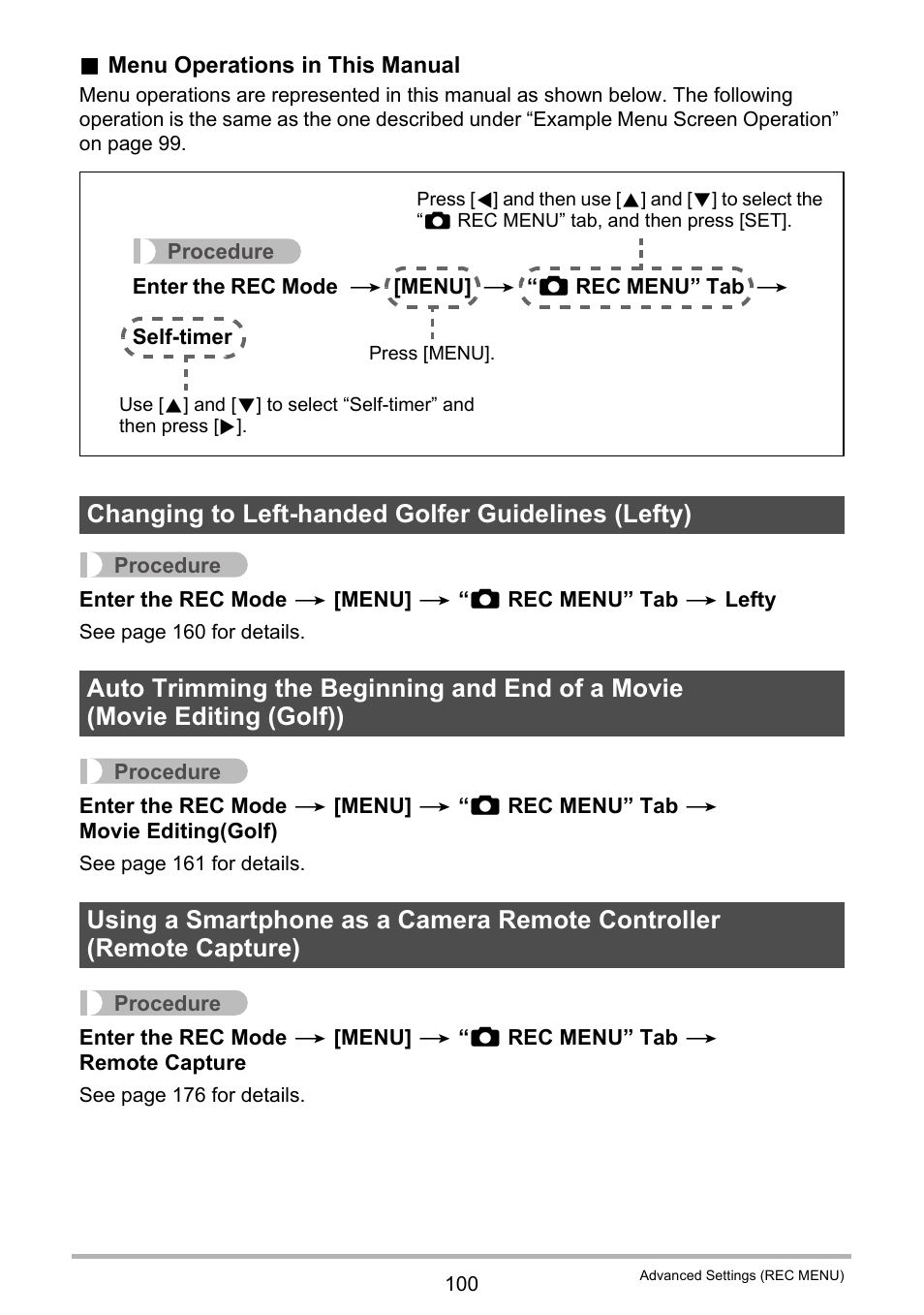 Changing to left-handed golfer guidelines (lefty) | Casio EX-FC500S User Manual | Page 100 / 248