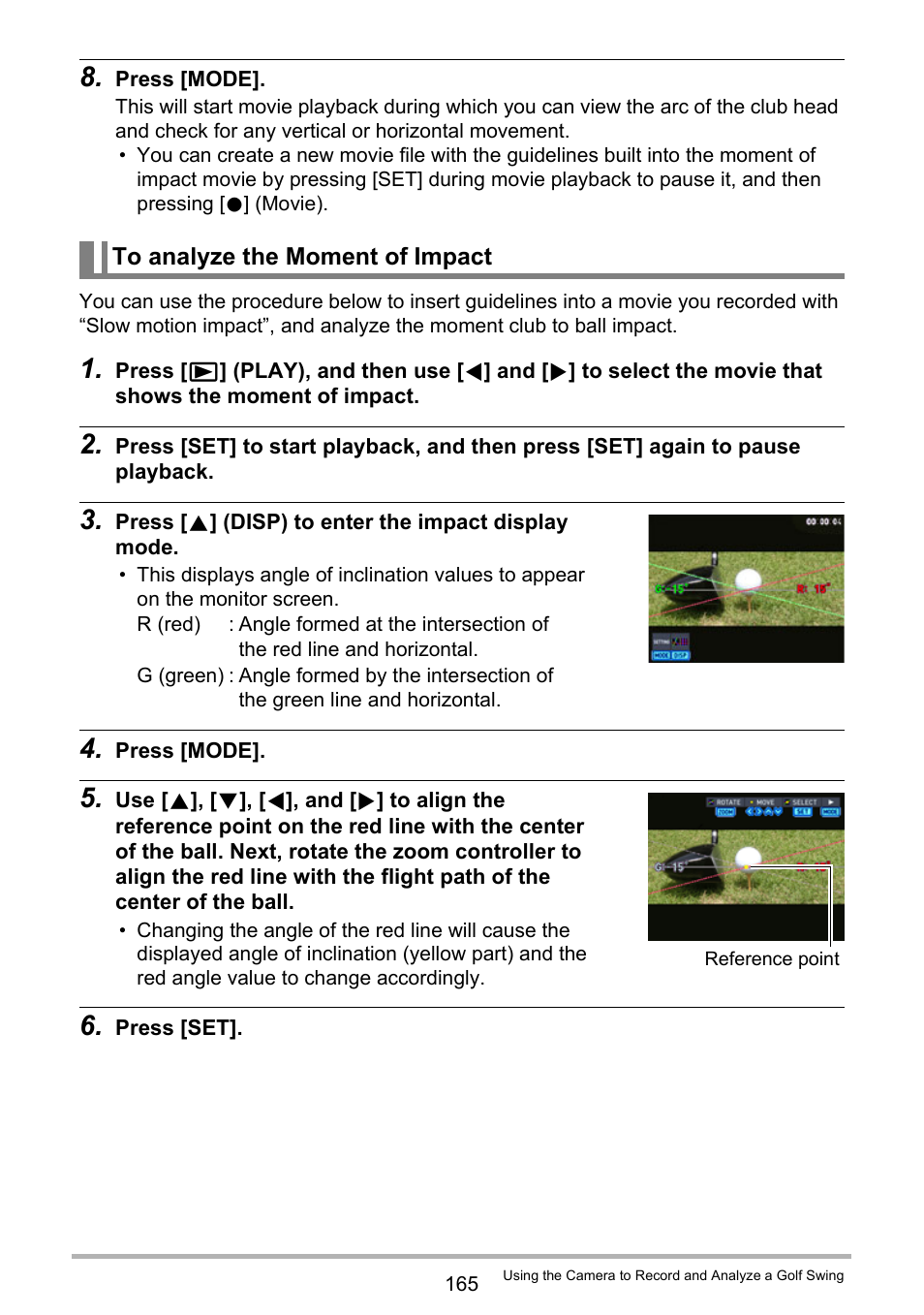 To analyze the moment of impact | Casio EX-FC500S User Manual | Page 165 / 248