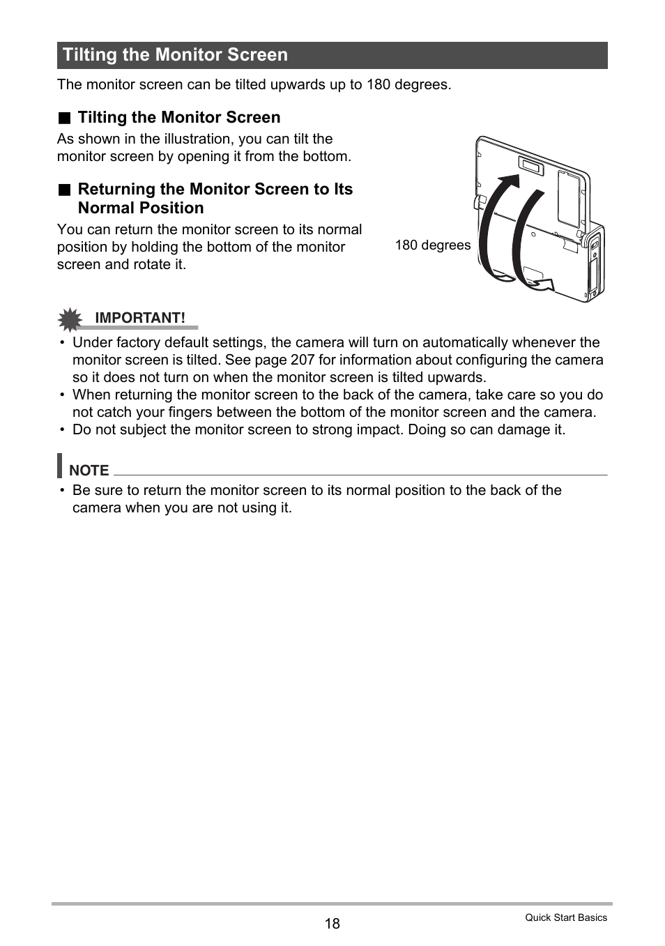Tilting the monitor screen | Casio EX-FC500S User Manual | Page 18 / 248