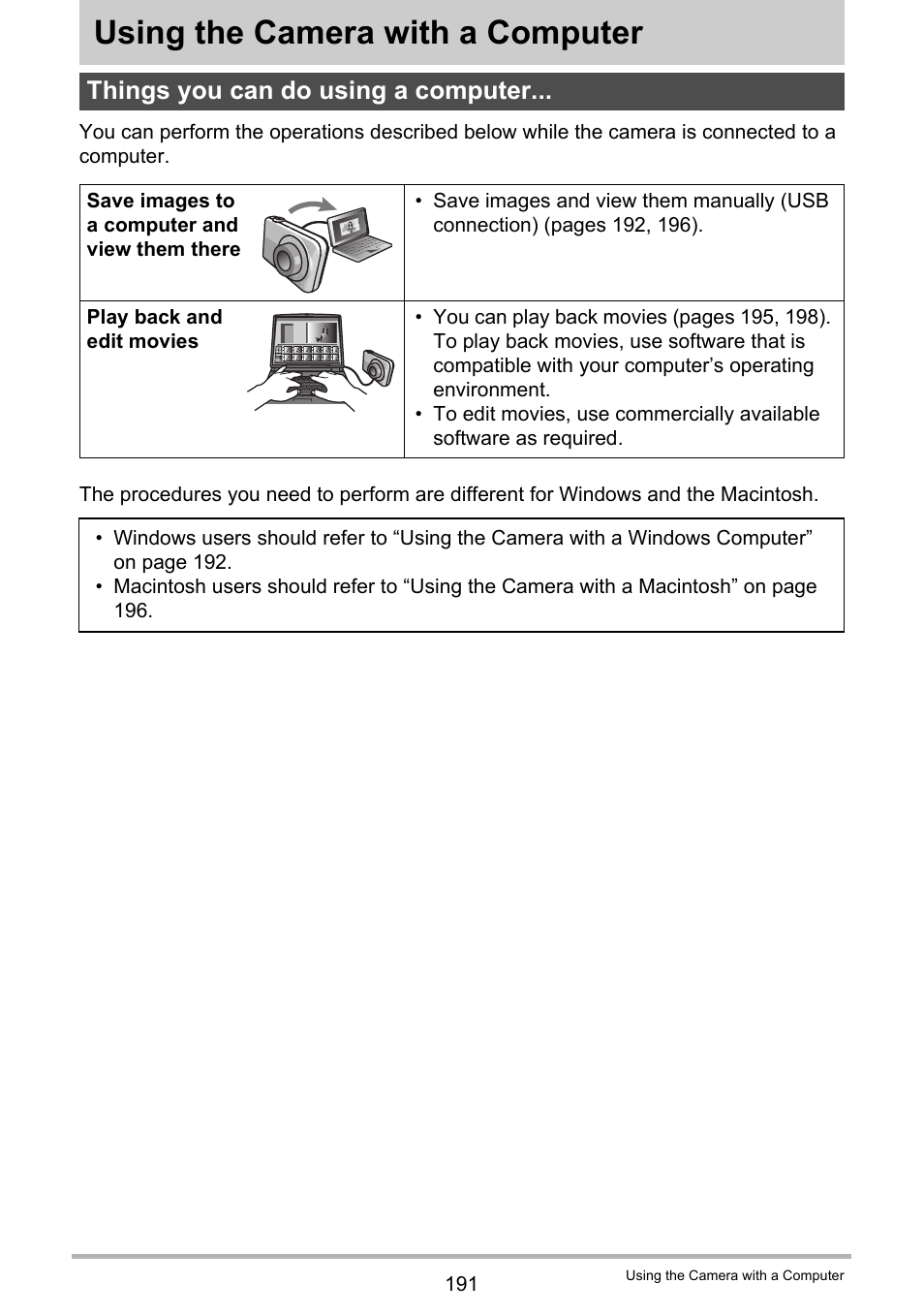 Using the camera with a computer, Things you can do using a computer | Casio EX-FC500S User Manual | Page 191 / 248