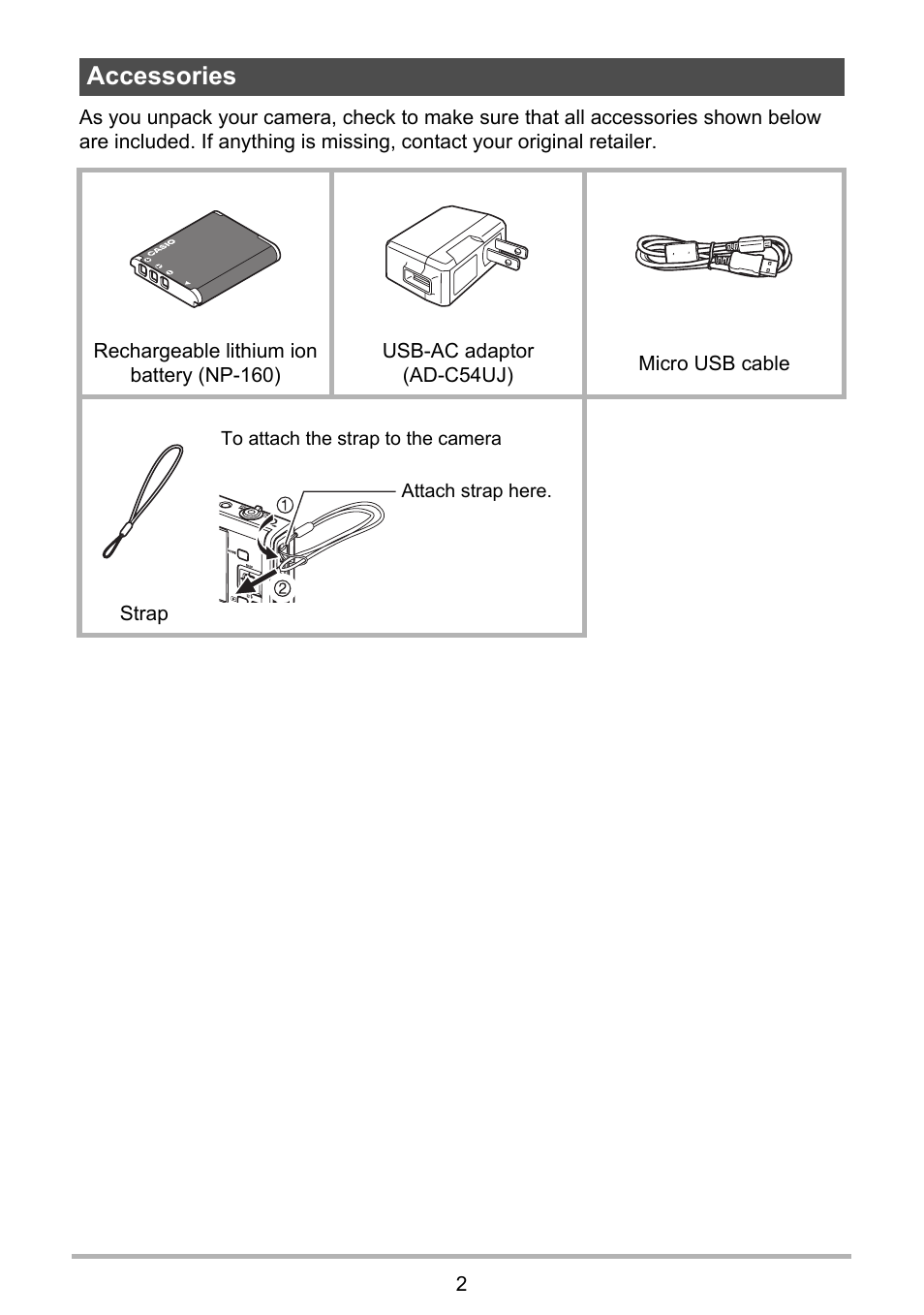 Accessories | Casio EX-FC500S User Manual | Page 2 / 248