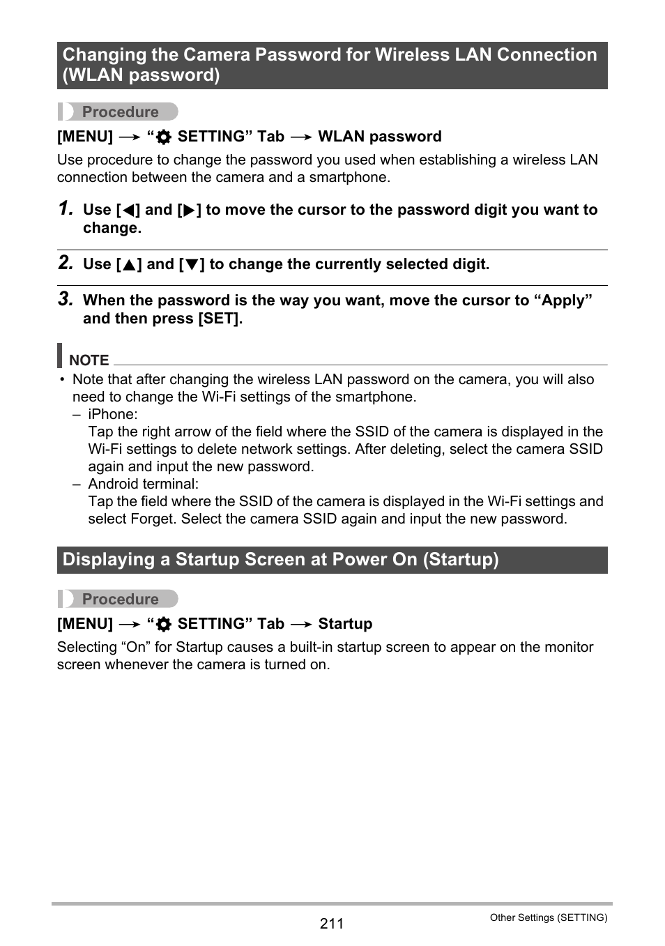 Displaying a startup screen at power on (startup) | Casio EX-FC500S User Manual | Page 211 / 248