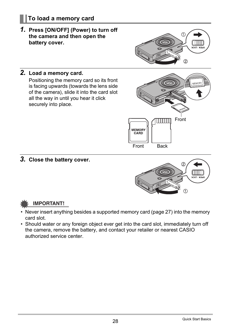 To load a memory card | Casio EX-FC500S User Manual | Page 28 / 248