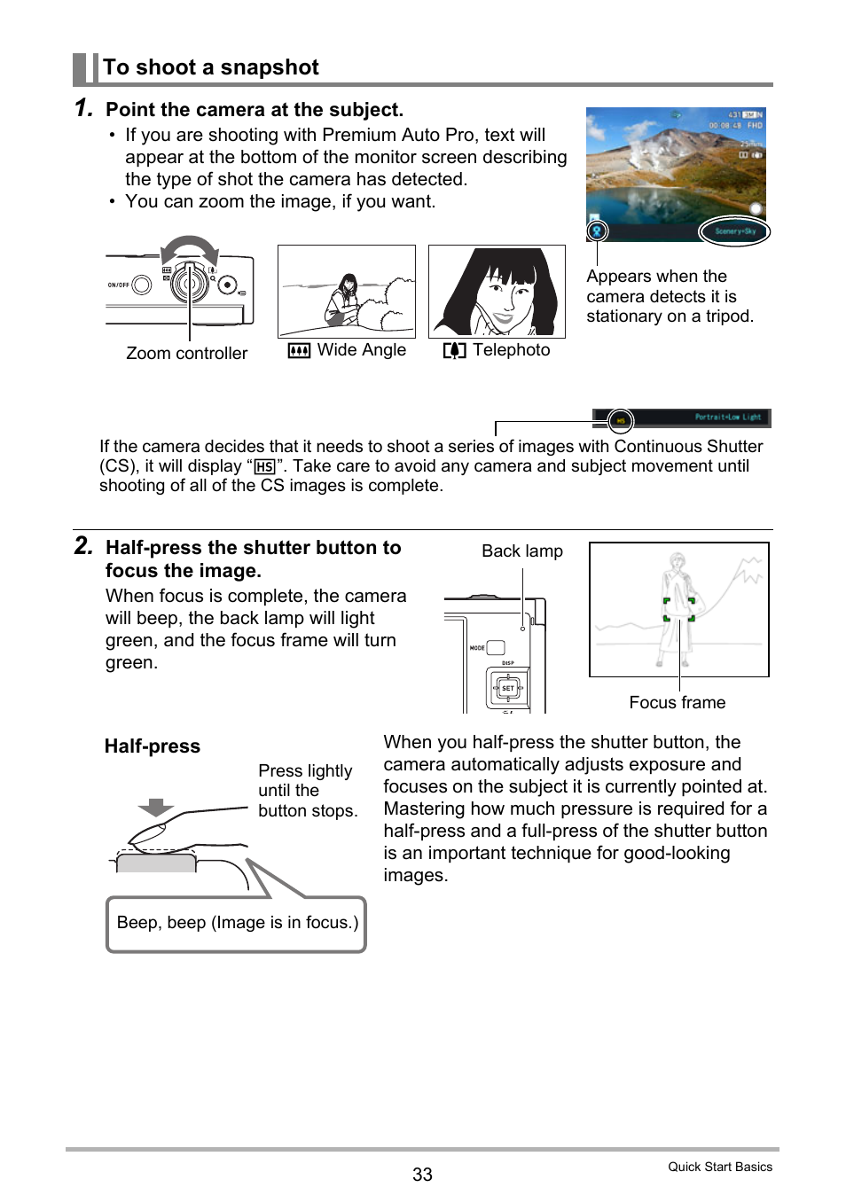 To shoot a snapshot | Casio EX-FC500S User Manual | Page 33 / 248