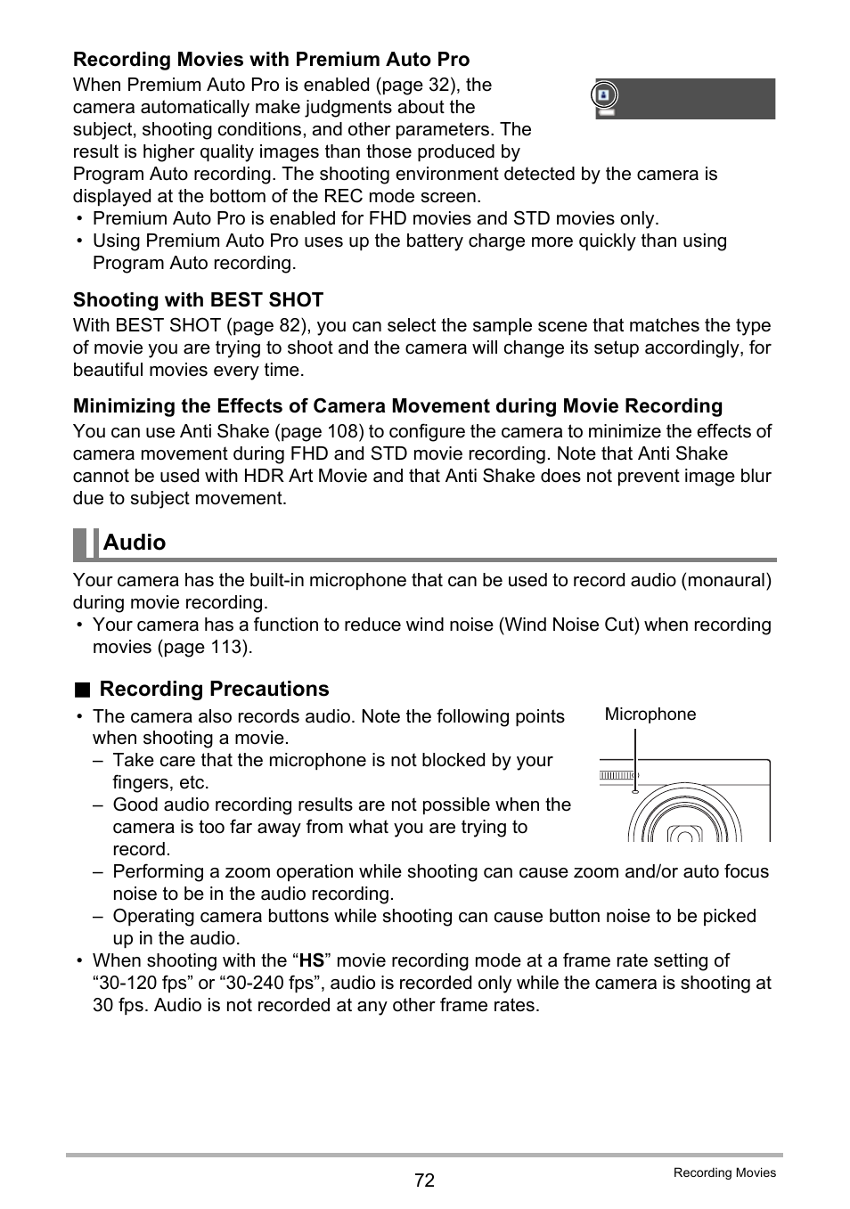 Audio | Casio EX-FC500S User Manual | Page 72 / 248
