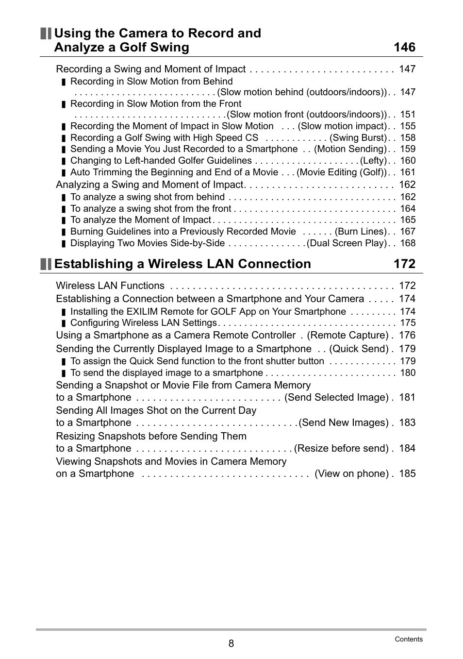 Establishing a wireless lan connection 172 | Casio EX-FC500S User Manual | Page 8 / 248