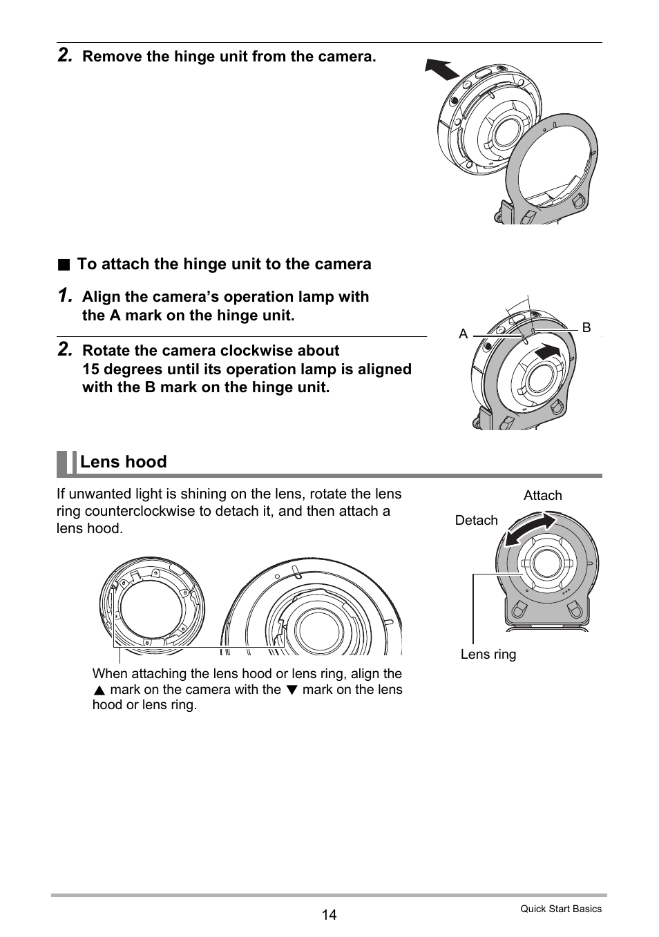 Lens hood | Casio EX-FR10 (Camera: Ver. 1.00 and 1.01, Controller: Ver. 1.00) User Manual | Page 14 / 119