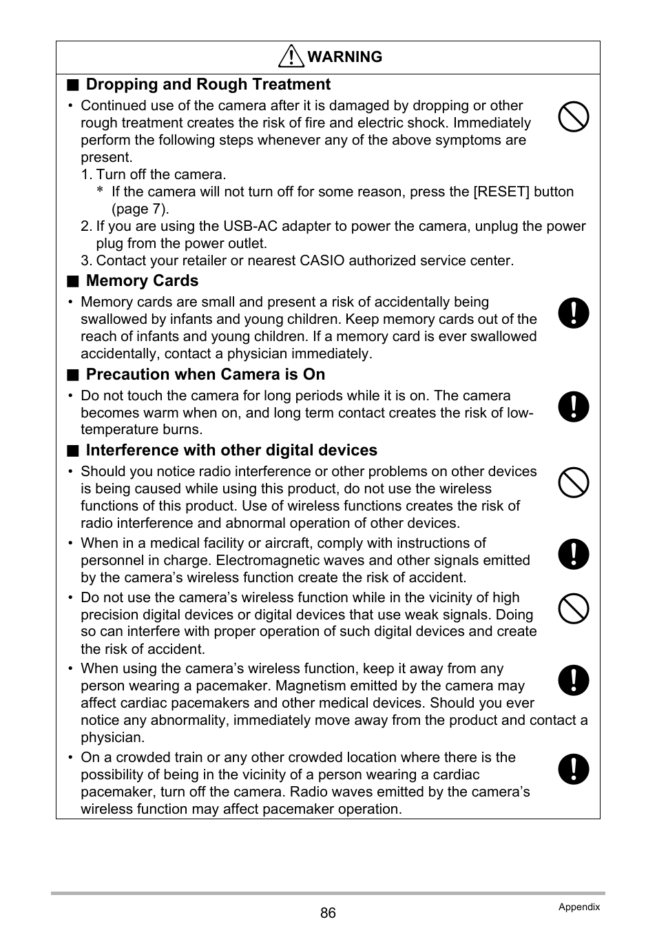 Casio EX-FR10 (Camera: Ver. 1.00 and 1.01, Controller: Ver. 1.00) User Manual | Page 86 / 119