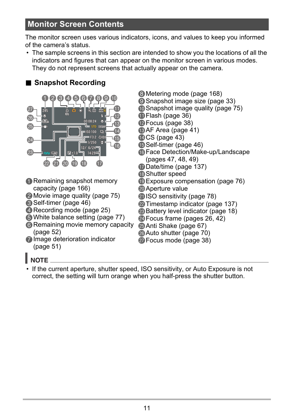 Monitor screen contents | Casio EX-H5 User Manual | Page 11 / 186