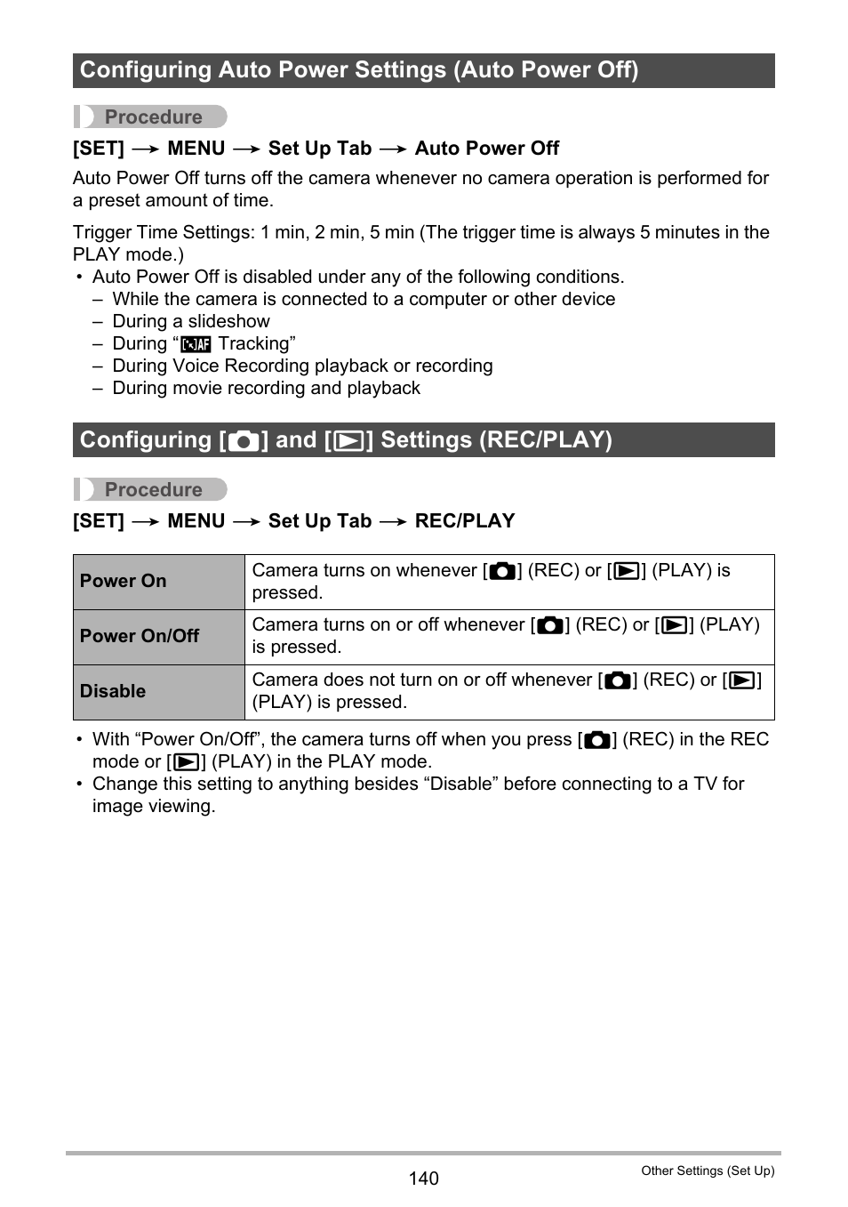 Configuring auto power settings (auto power off), Configuring [_] and [>] settings (rec/play), 40) will tur | Casio EX-H5 User Manual | Page 140 / 186