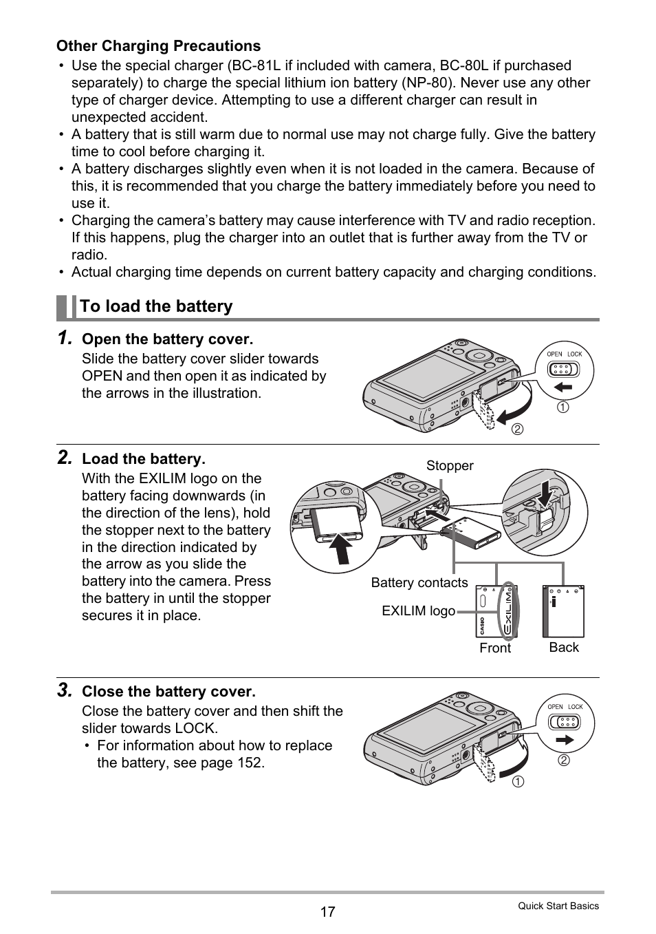 To load the battery | Casio EX-H5 User Manual | Page 17 / 186