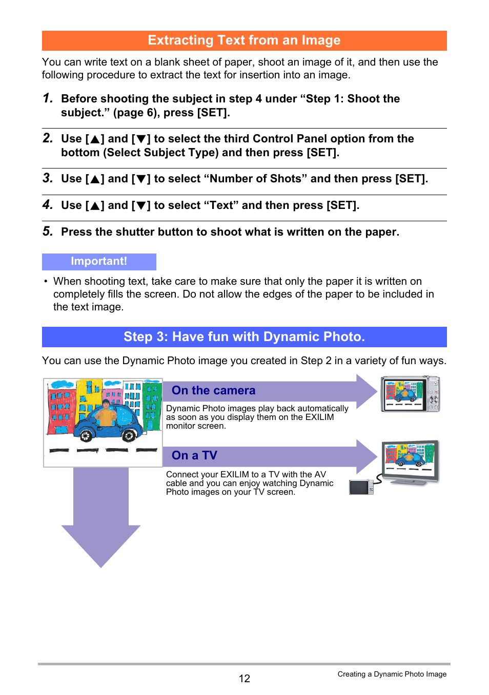 Extracting text from an image, Step 3: have fun with dynamic photo | Casio EX-H5 User Manual | Page 184 / 186