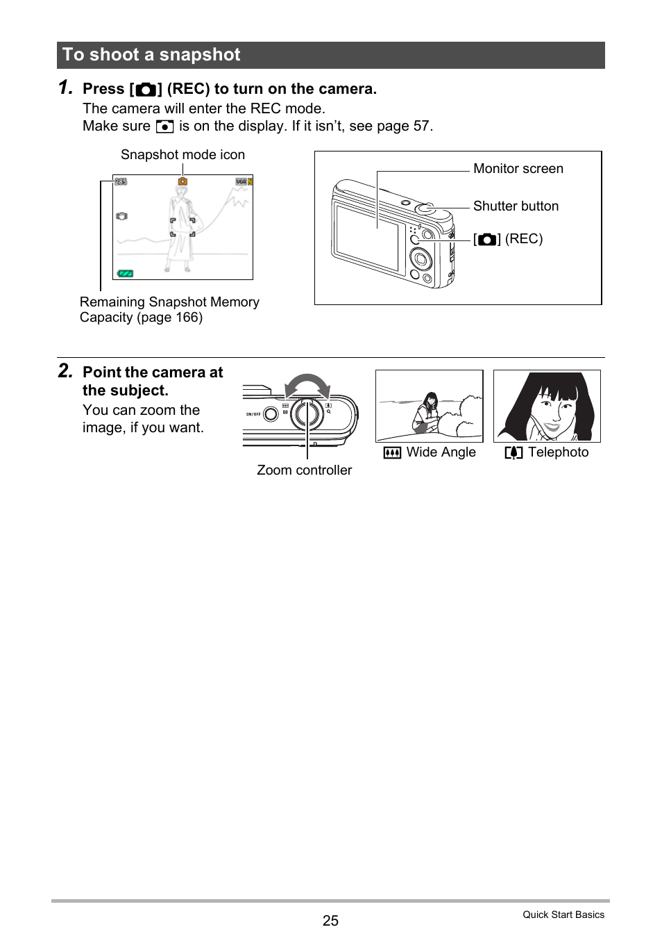 To shoot a snapshot | Casio EX-H5 User Manual | Page 25 / 186