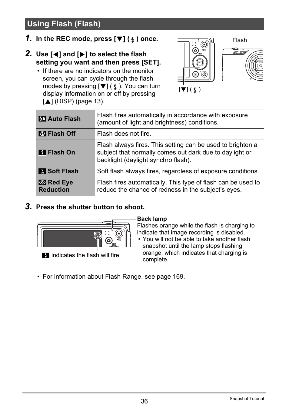 Using flash (flash) | Casio EX-H5 User Manual | Page 36 / 186