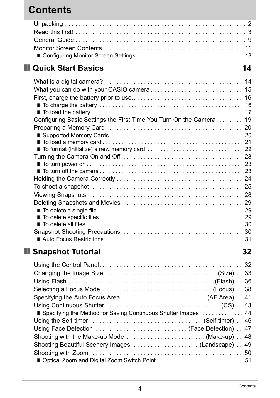 Casio EX-H5 User Manual | Page 4 / 186