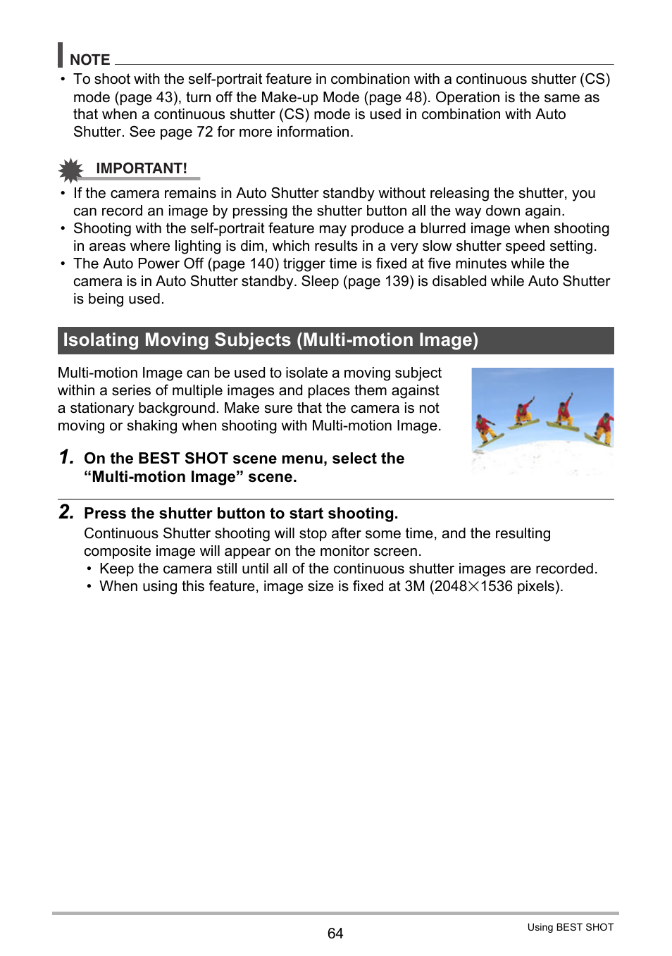 Isolating moving subjects (multi-motion image) | Casio EX-H5 User Manual | Page 64 / 186