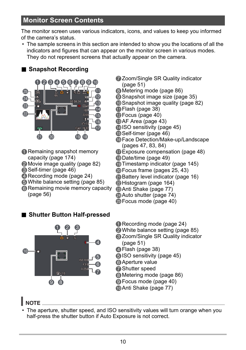 Monitor screen contents | Casio EX-H35 User Manual | Page 10 / 180