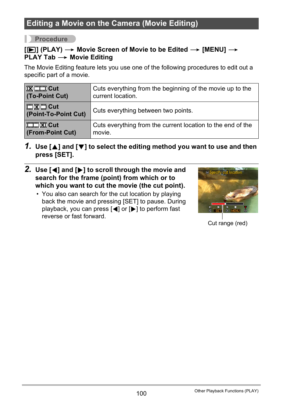 Editing a movie on the camera (movie editing) | Casio EX-H35 User Manual | Page 100 / 180