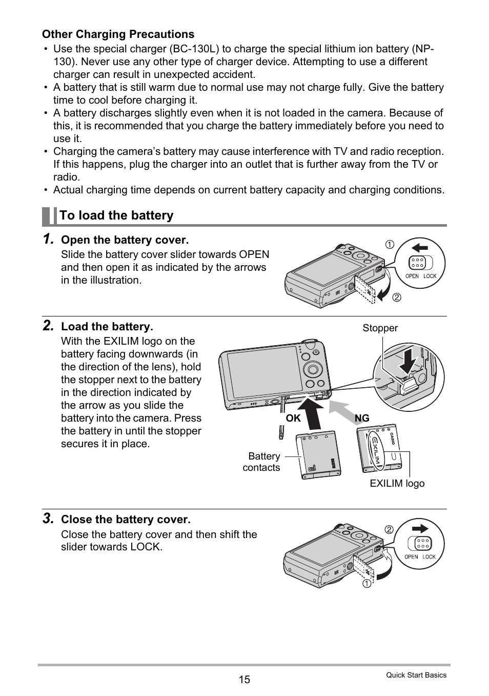 To load the battery | Casio EX-H35 User Manual | Page 15 / 180