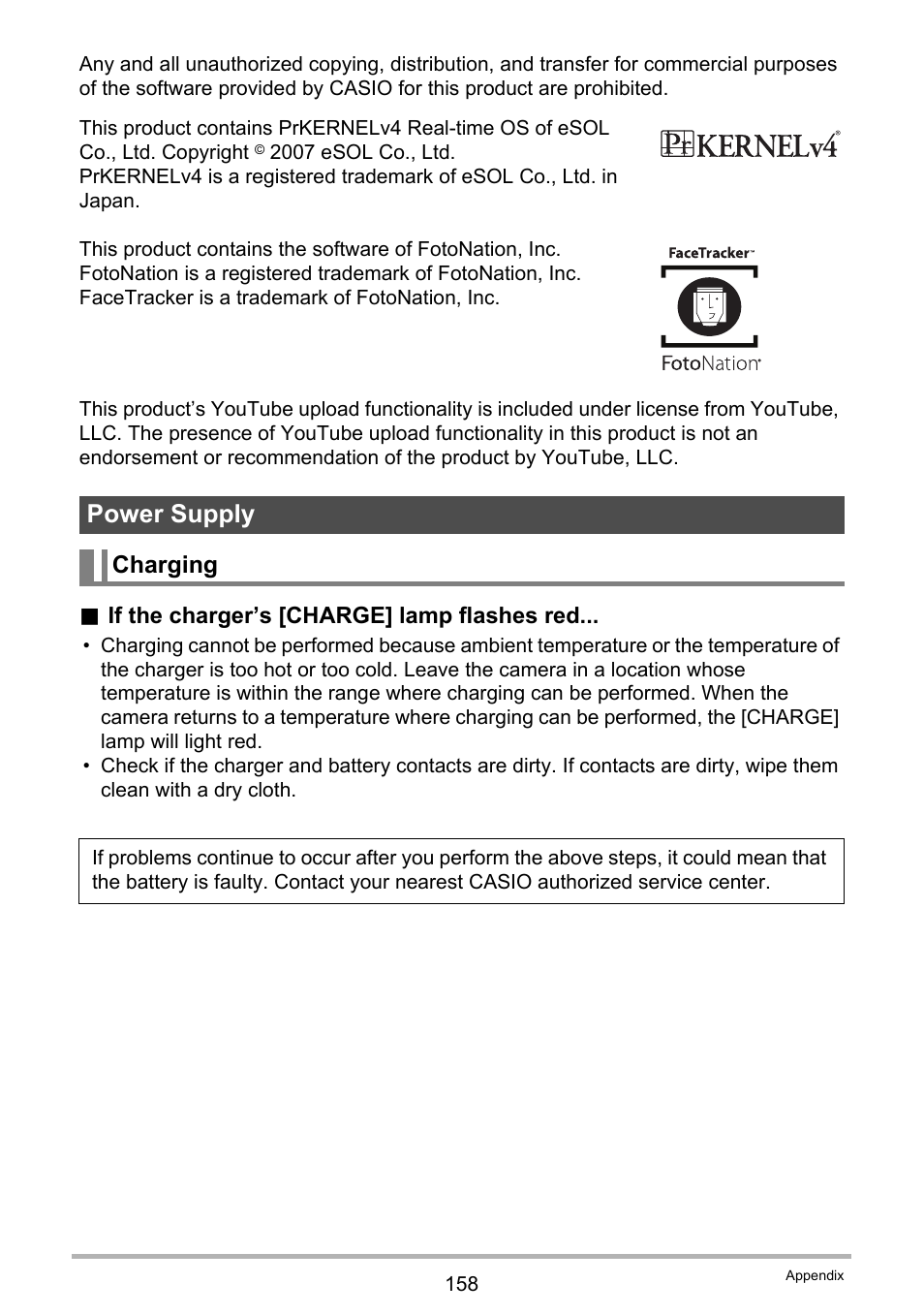 Power supply, Charging | Casio EX-H35 User Manual | Page 158 / 180