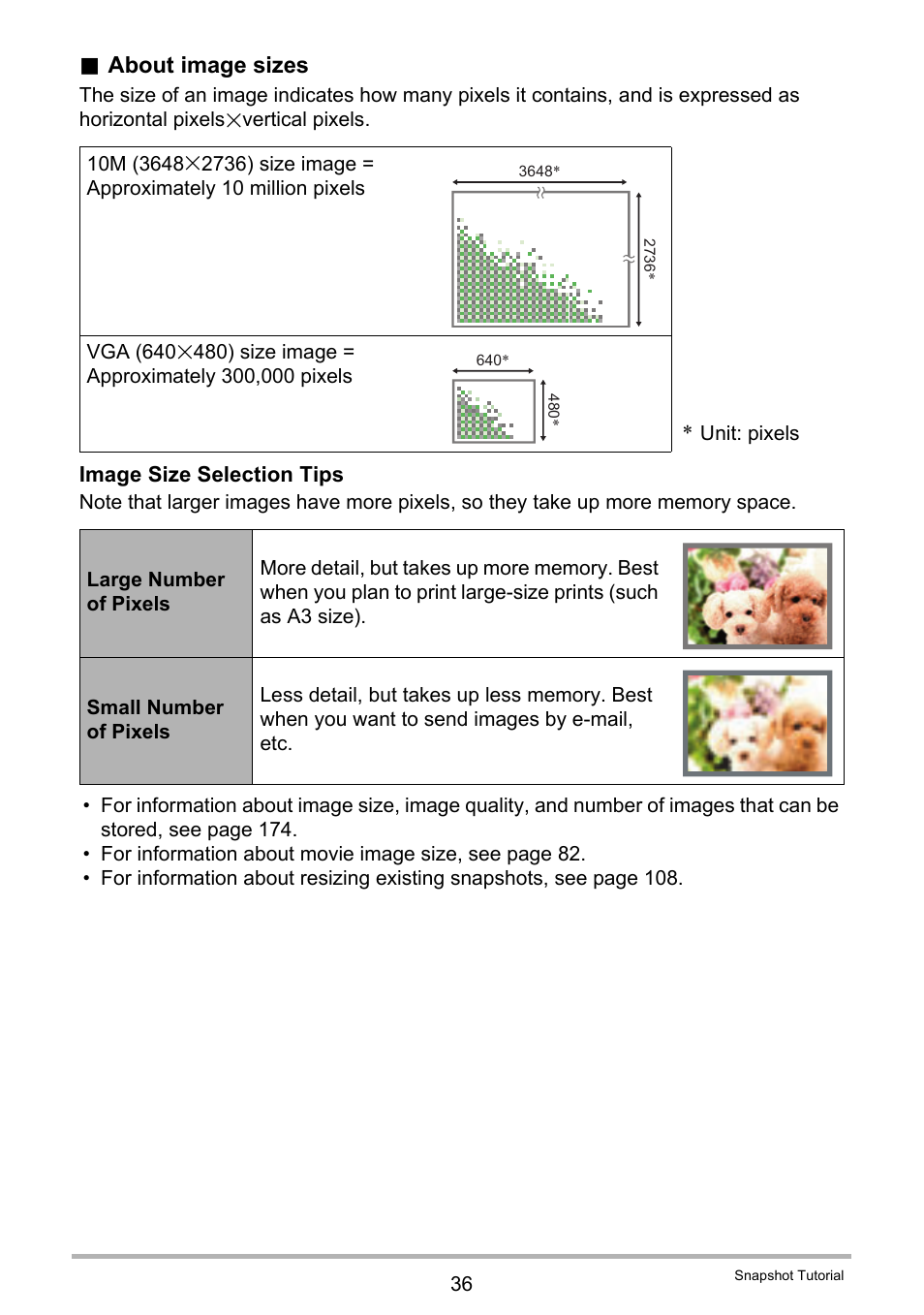 About image sizes | Casio EX-H35 User Manual | Page 36 / 180