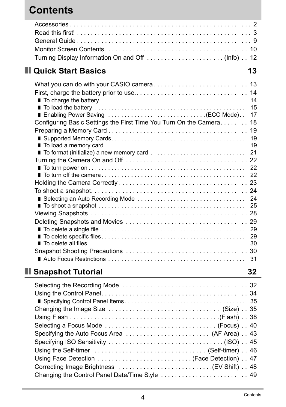 Casio EX-H35 User Manual | Page 4 / 180