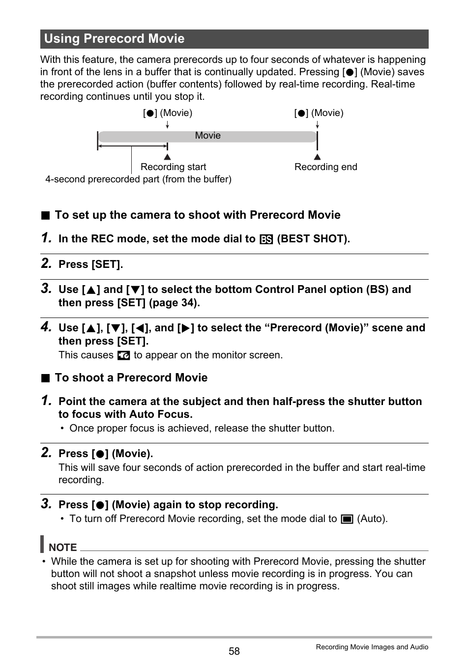 Using prerecord movie | Casio EX-H35 User Manual | Page 58 / 180