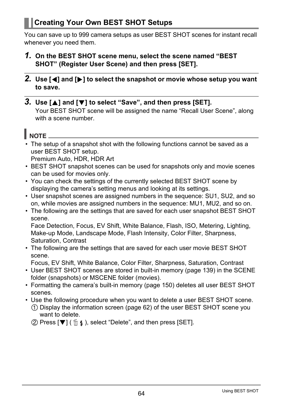 Creating your own best shot setups | Casio EX-H35 User Manual | Page 64 / 180