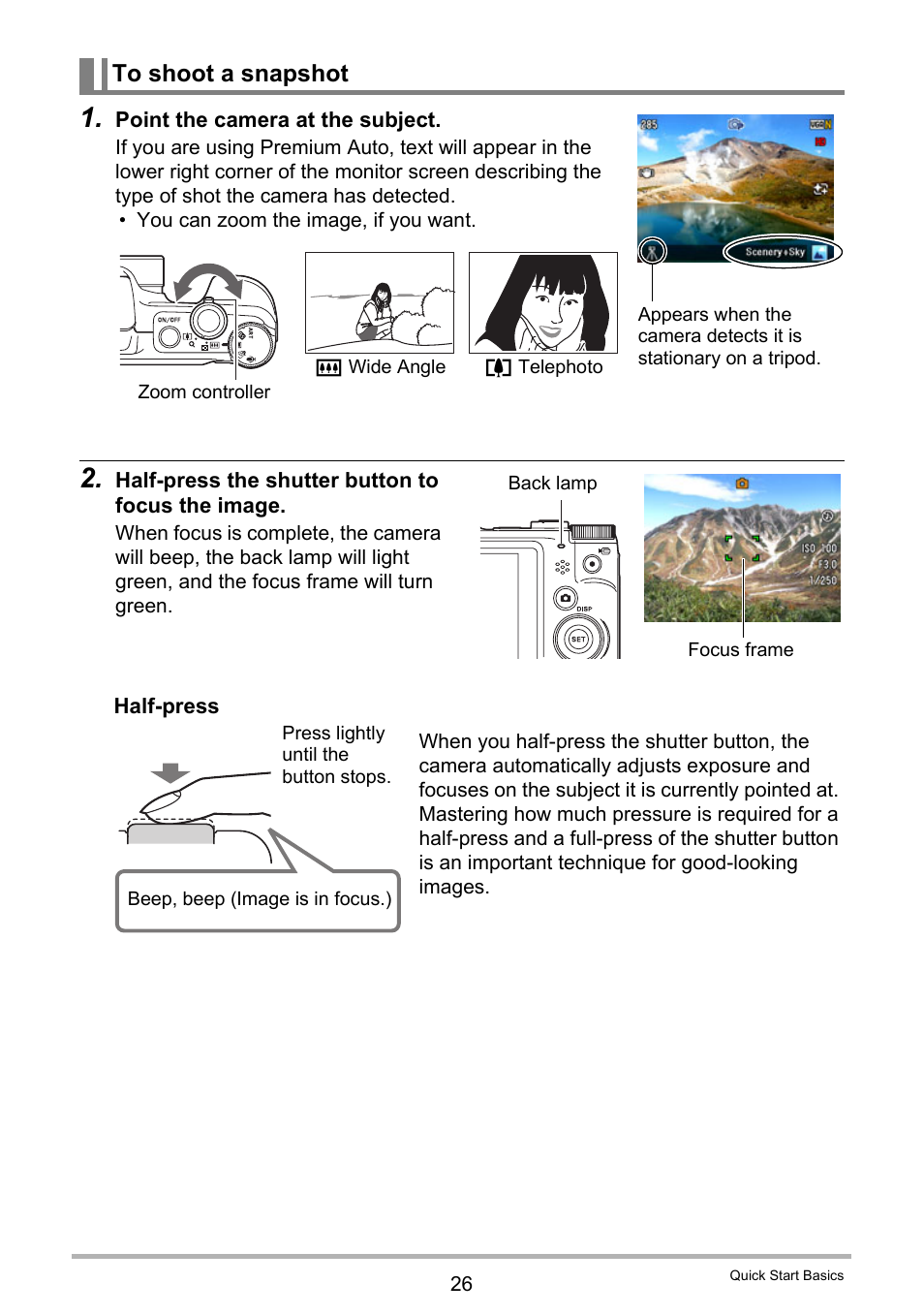 To shoot a snapshot | Casio EX-H60 User Manual | Page 26 / 136