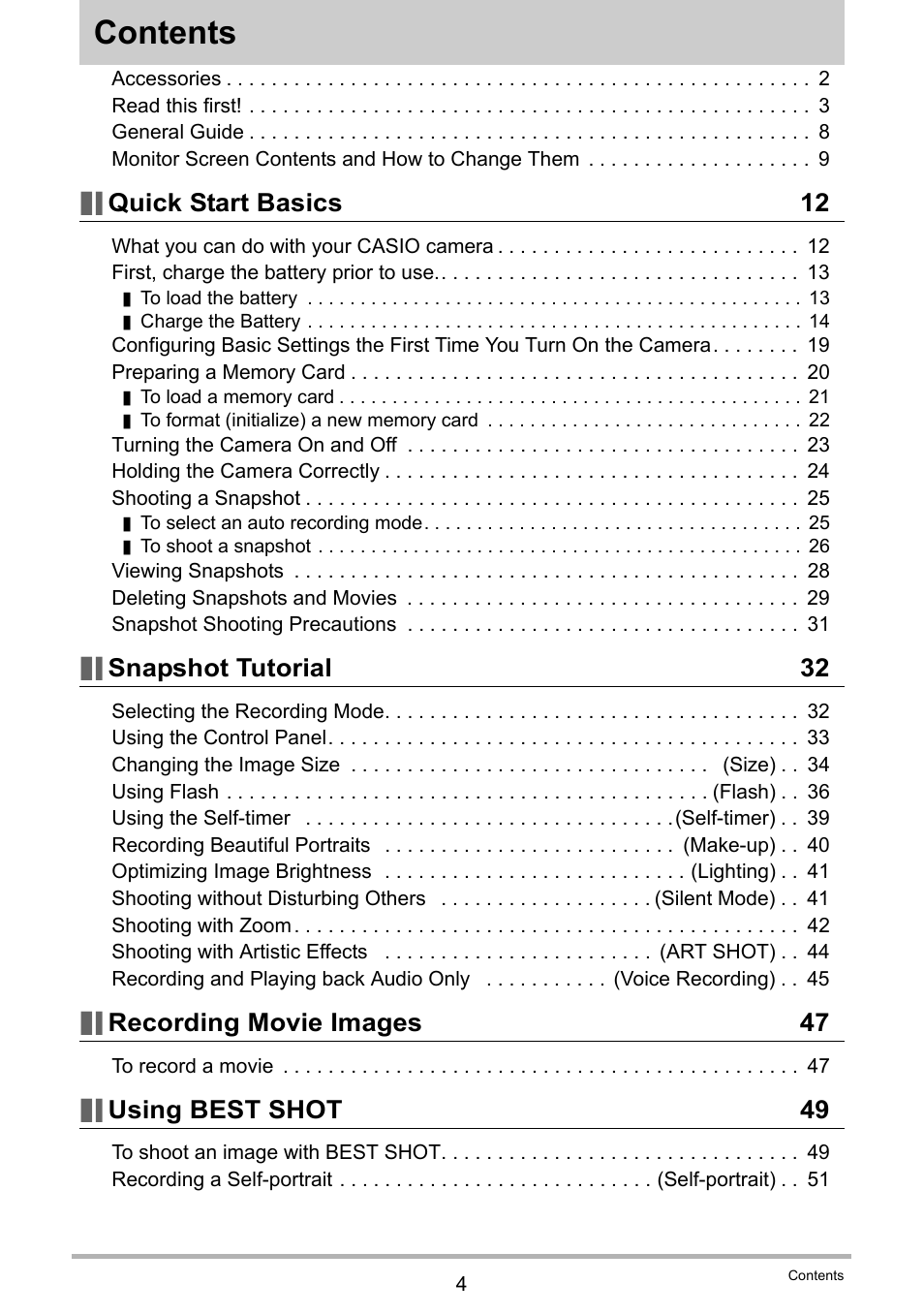 Casio EX-H60 User Manual | Page 4 / 136