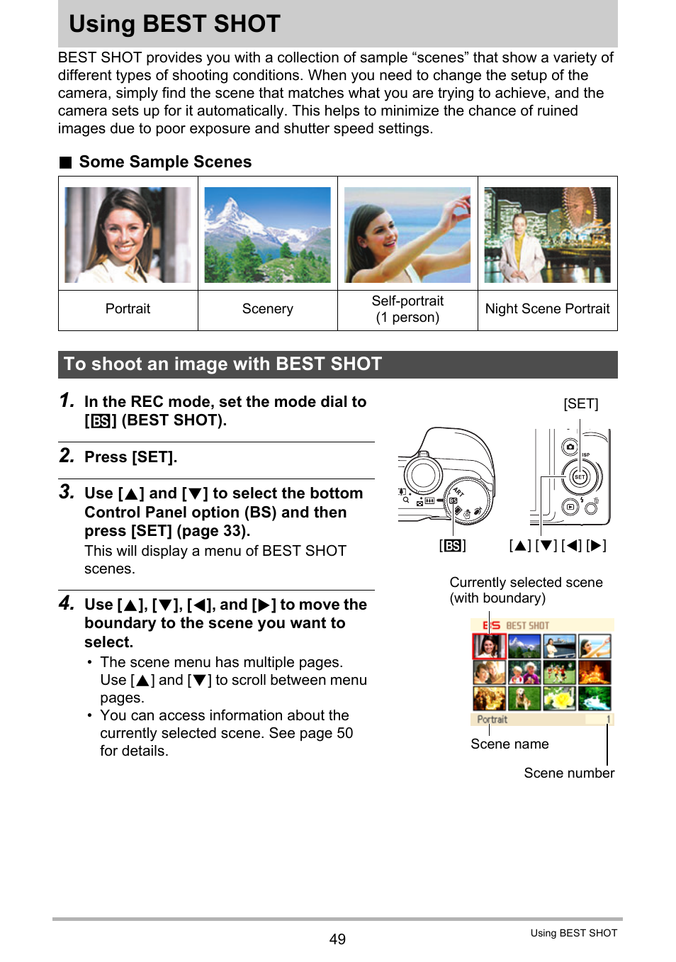 Using best shot, To shoot an image with best shot, 49), you can sel | Casio EX-H60 User Manual | Page 49 / 136