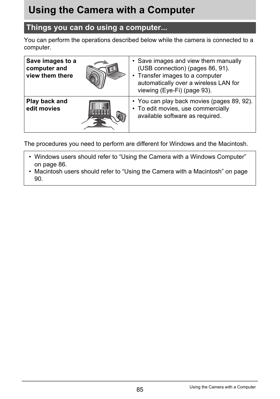 Using the camera with a computer, Things you can do using a computer | Casio EX-H60 User Manual | Page 85 / 136