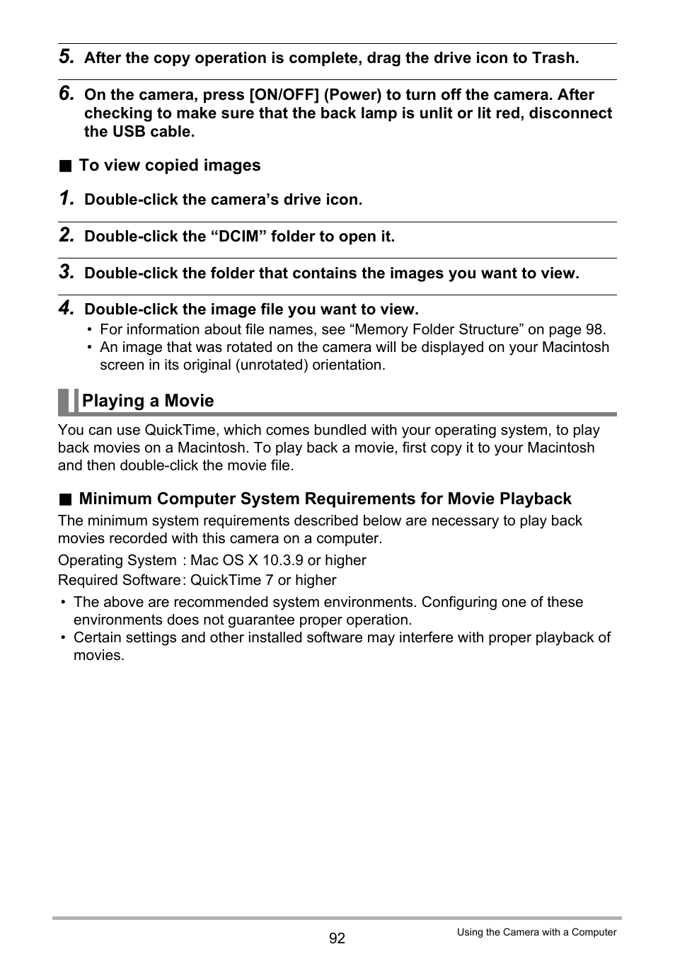 Playing a movie | Casio EX-H60 User Manual | Page 92 / 136