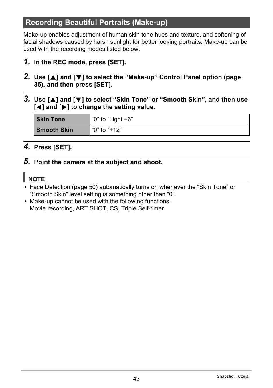 Recording beautiful portraits (make-up) | Casio EX-MR1 User Manual | Page 43 / 126