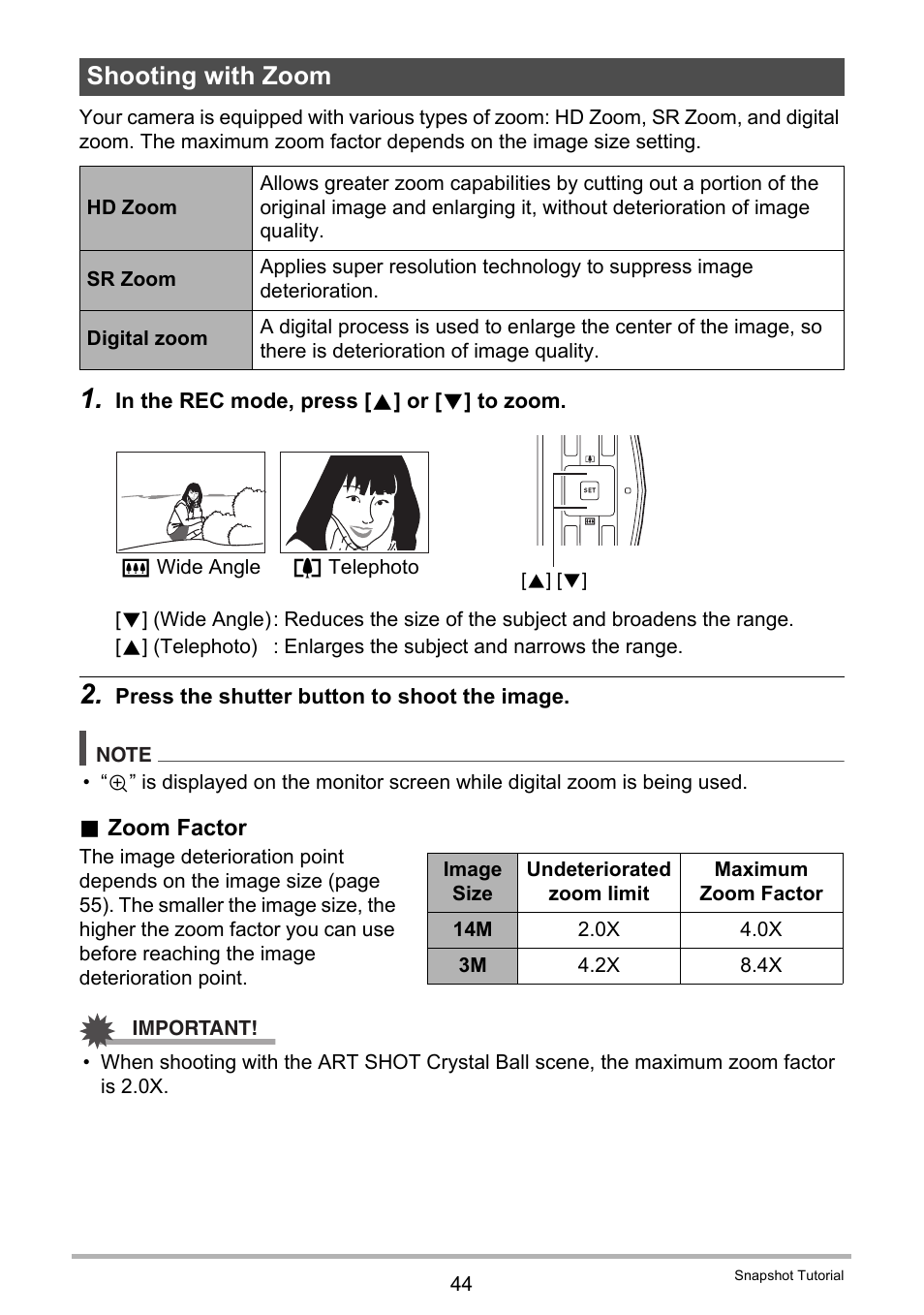Shooting with zoom | Casio EX-MR1 User Manual | Page 44 / 126