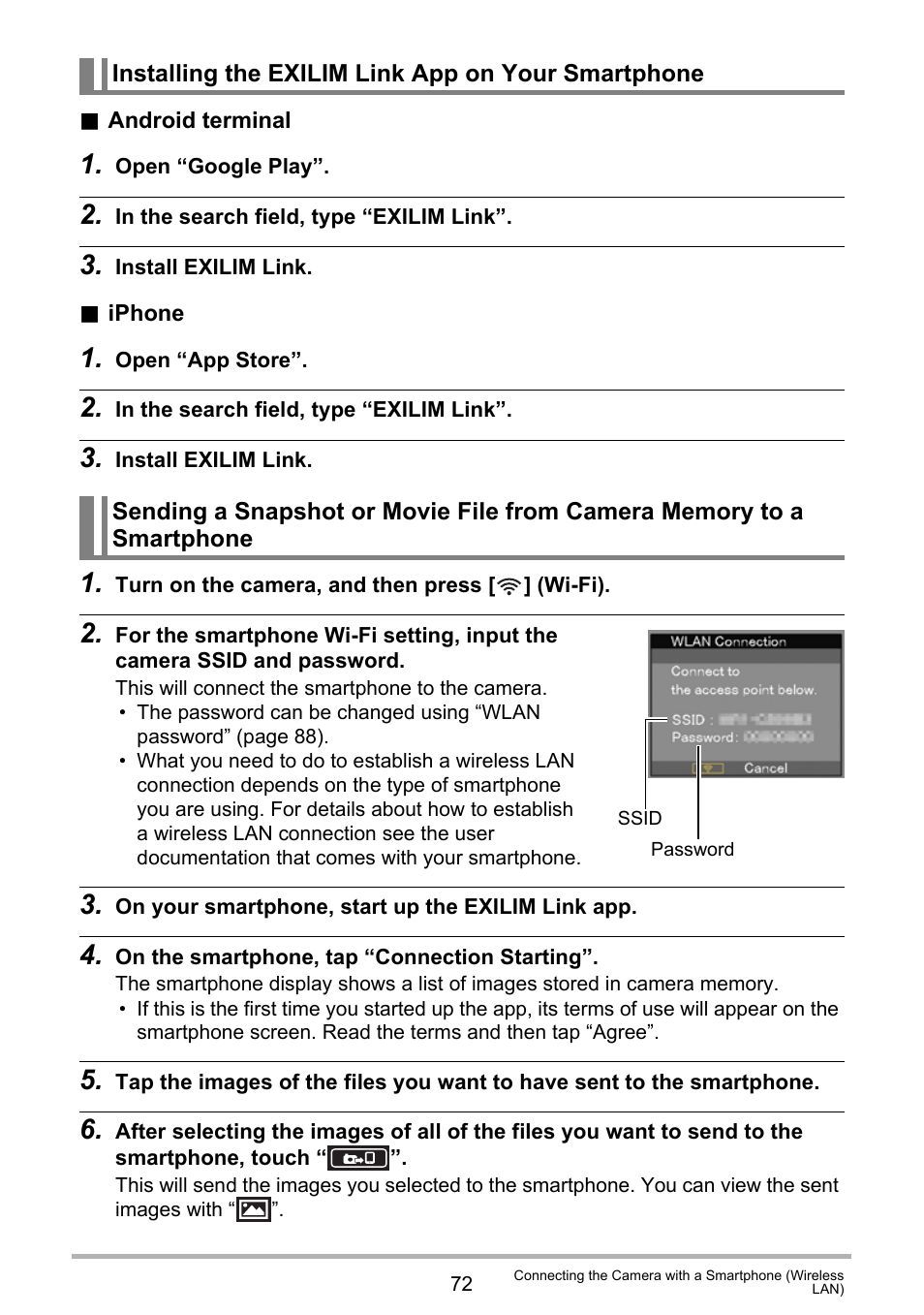 Installing the exilim link app on your smartphone | Casio EX-MR1 User Manual | Page 72 / 126
