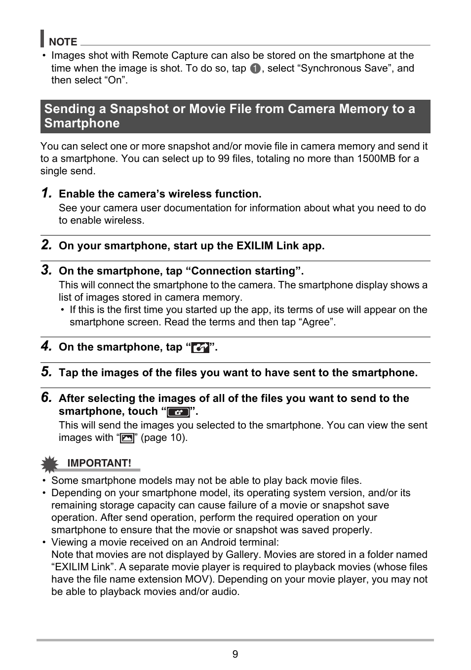 Casio EXILIM Link User Manual | Page 9 / 13