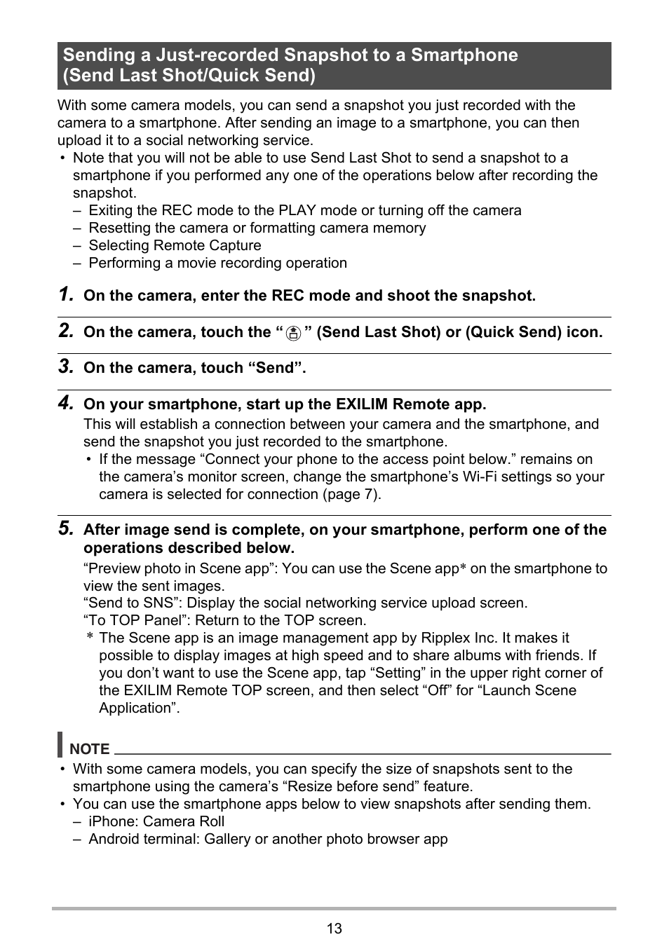 Casio EXILIM Remote 3.0 User Manual | Page 13 / 20
