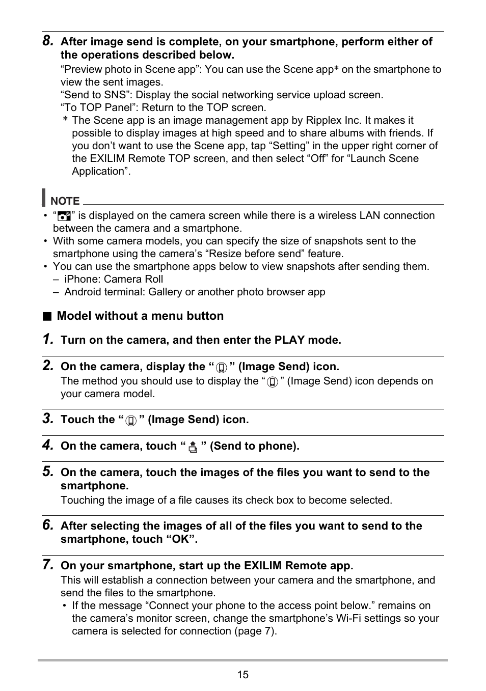 Casio EXILIM Remote 3.0 User Manual | Page 15 / 20