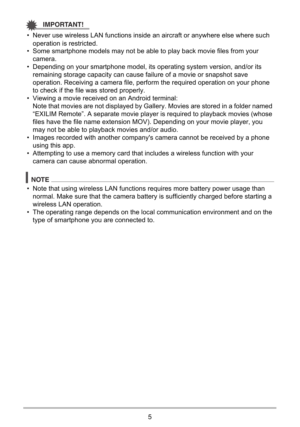 Casio EXILIM Remote 3.0 User Manual | Page 5 / 20