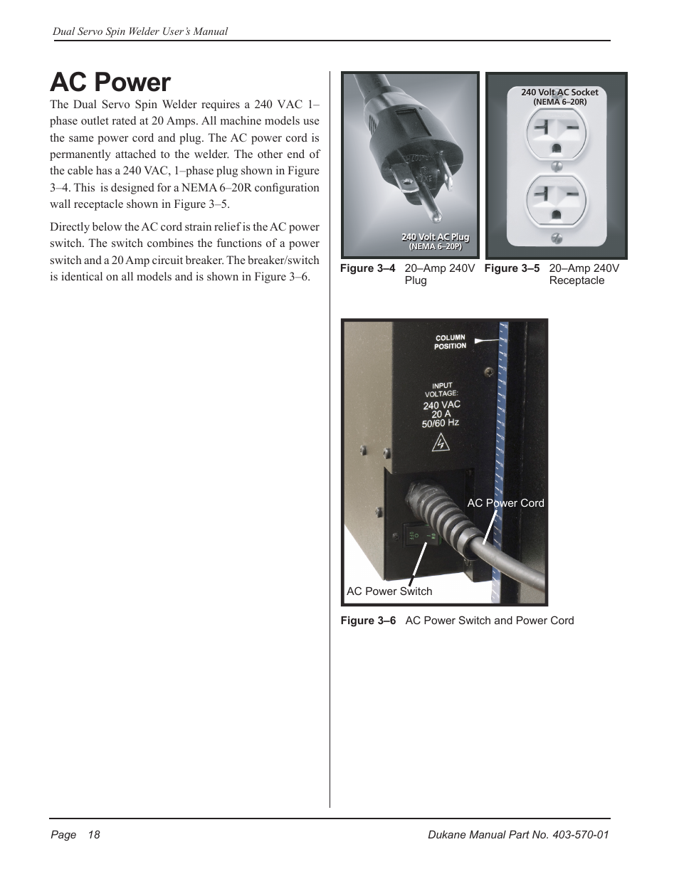 Ac power | Dukane Dual Servo Spin Welder 403570-01 User Manual | Page 24 / 118