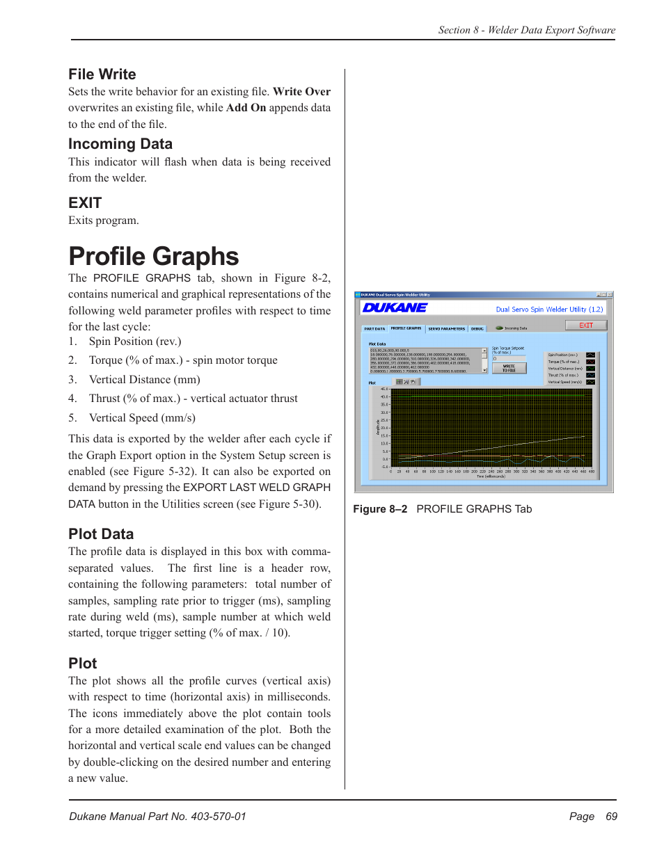 Profile graphs | Dukane Dual Servo Spin Welder 403570-01 User Manual | Page 75 / 118