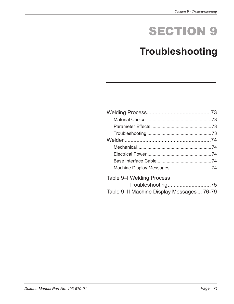 Troubleshooting | Dukane Dual Servo Spin Welder 403570-01 User Manual | Page 77 / 118