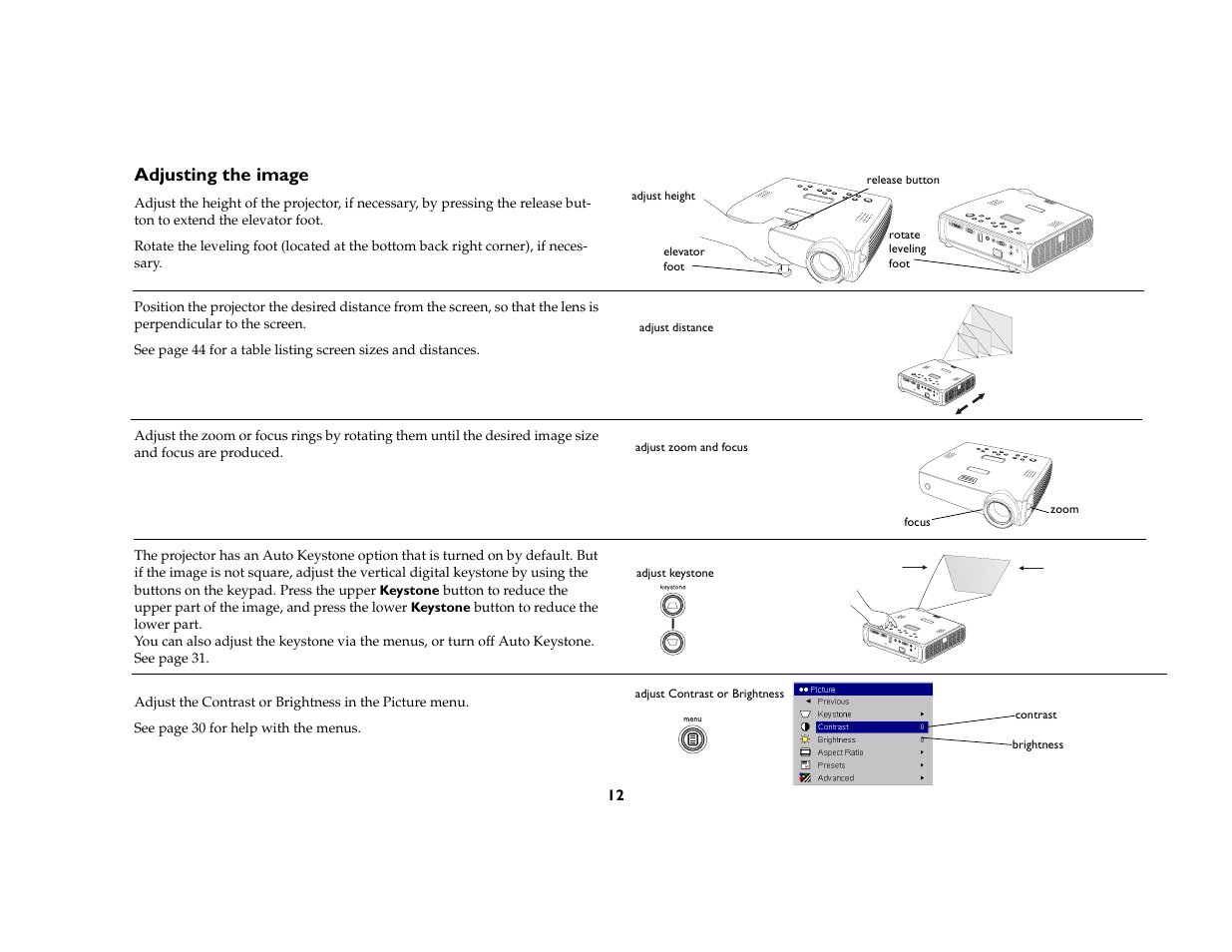 Adjusting the image | Dukane 8759 User Manual | Page 12 / 50